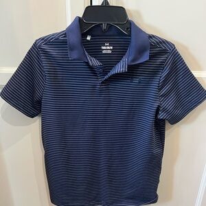 Under Armour Dark Blue Polo with White Pinstripes Boys Size Youth Medium